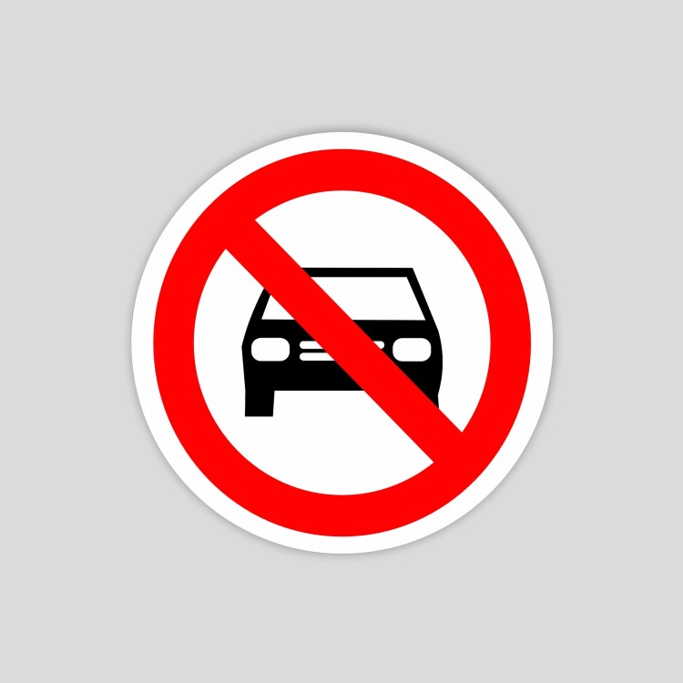 Adhesivo de prohibido vehículos, (pictograma solo)
