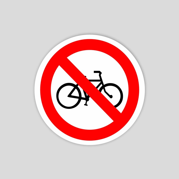 Pegatina de prohibido bicicletas, pictograma solo