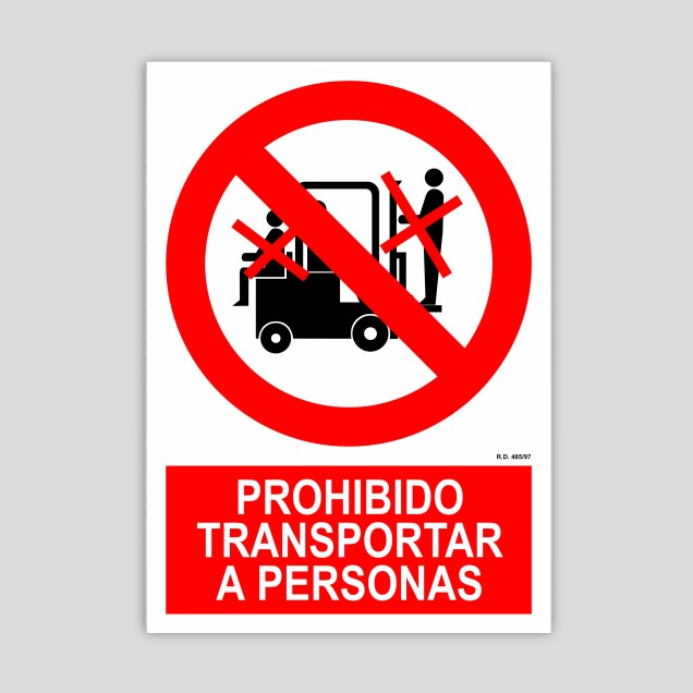 Cartel de prohibido transportar a personas