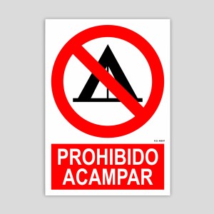 Cartel de prohibido acampar