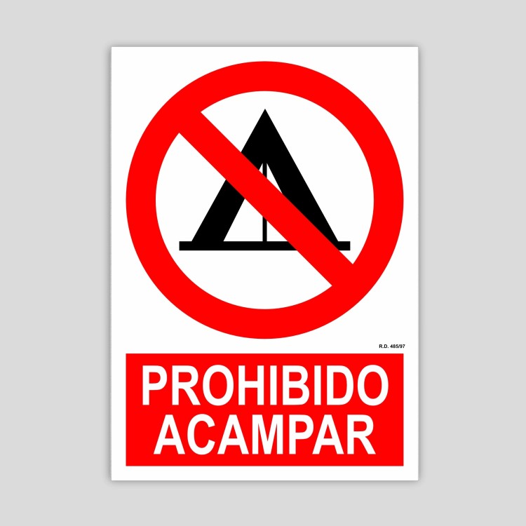Cartel de prohibido acampar