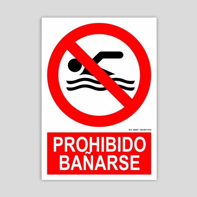 Cartel de Prohibido bañarse