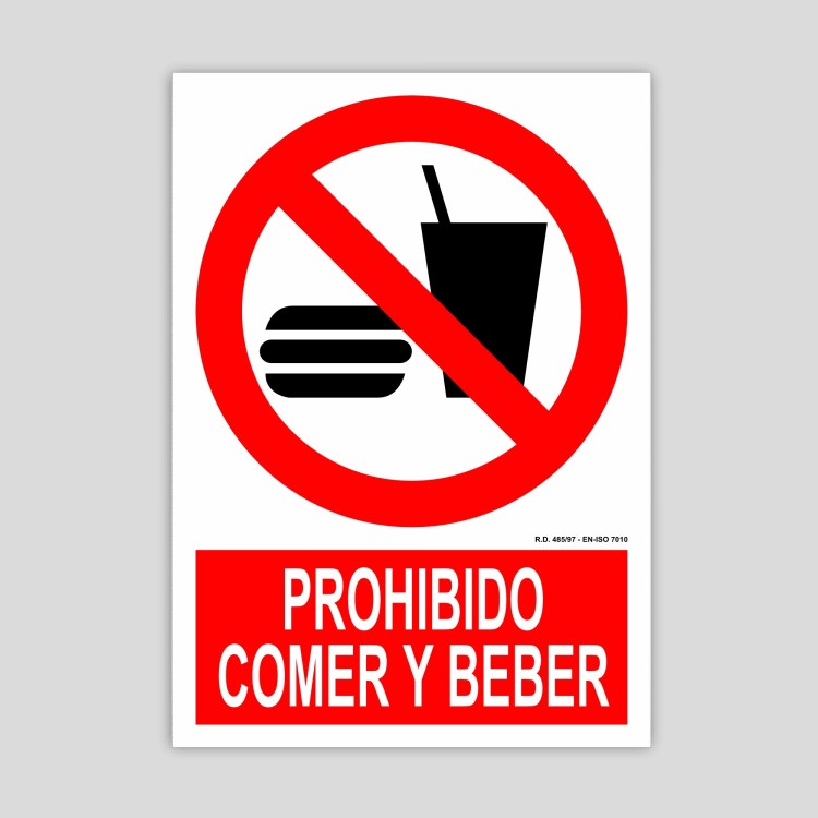 Cartel de Prohibido comer y beber