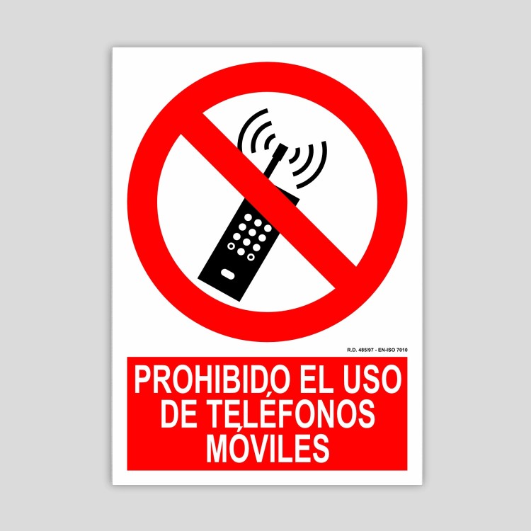 Sign prohibiting the use of mobile phones