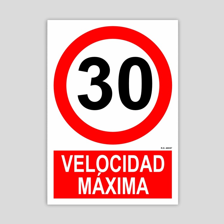 Maximum speed sign 30