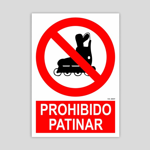Cartel de Prohibido patinar