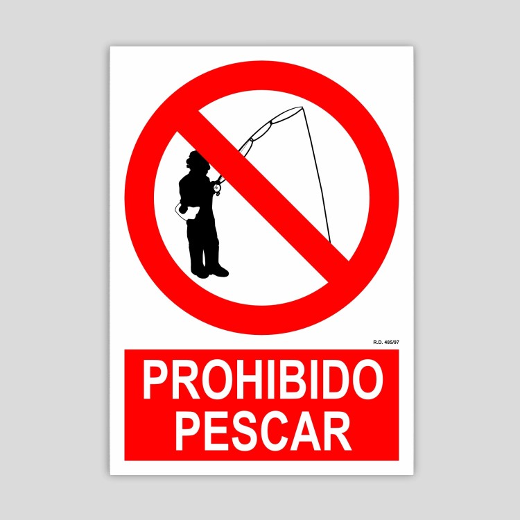 Cartel de Prohibido pescar