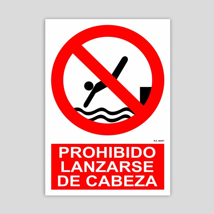 No diving headfirst sign