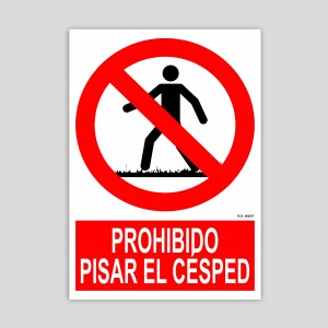 No stepping on the grass sign