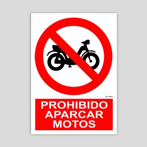 Cartel de prohibido aparcar motos