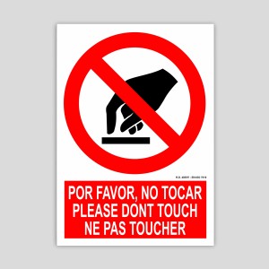 Cartel de por favor no tocar - español, ingles, francés