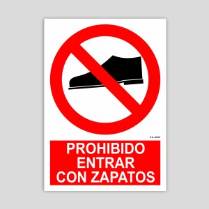 Sign prohibiting entry with shoes