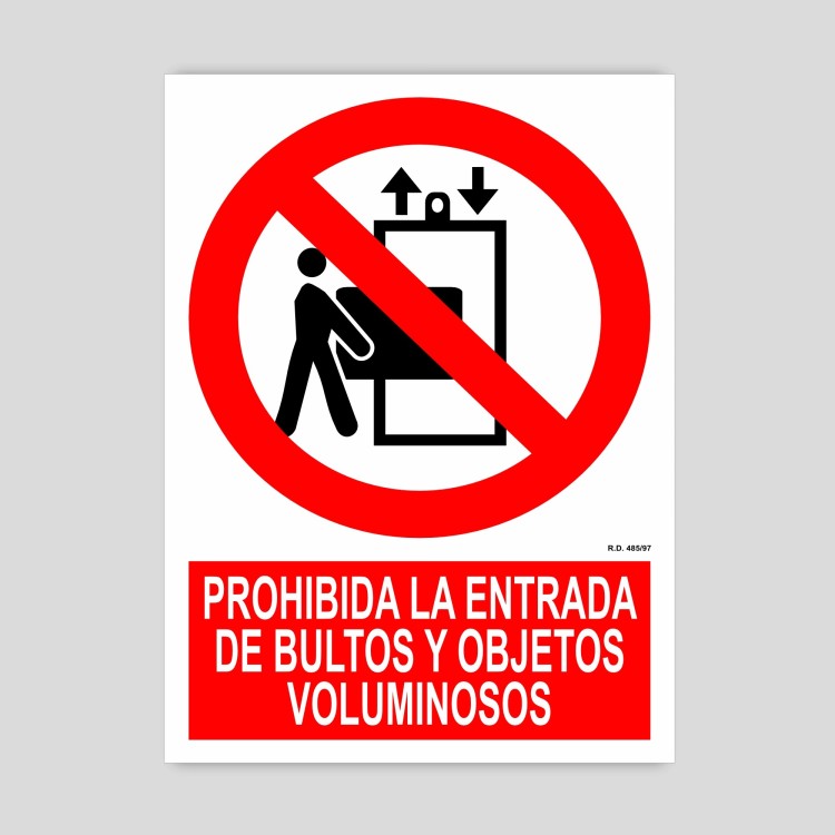 Sign prohibiting the entry of packages and bulky objects