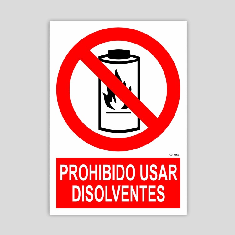 Cartell de Prohibit utilitzar dissolvents