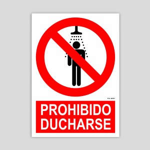 Cartel de Prohibido ducharse