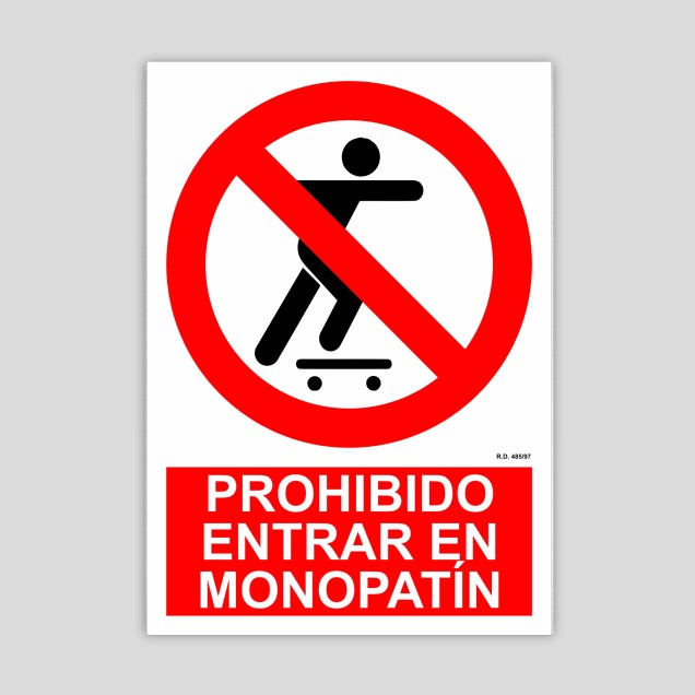 Cartel de Prohibido entrar en monopatín