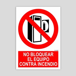 Do not block fire equipment sign