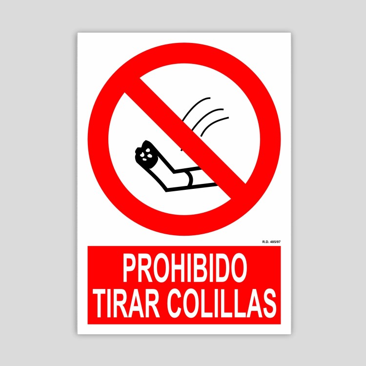 Cartell de prohibit llençar burilles de cigarretes