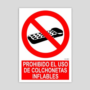 Cartell de prohibit l'ús de matalassets inflables