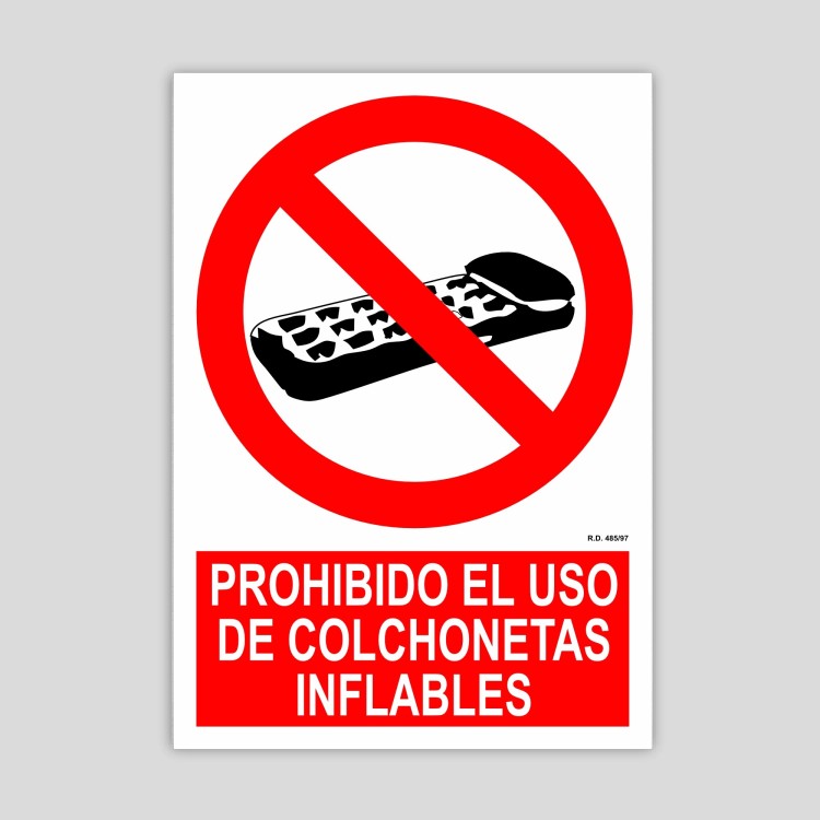 Cartel de prohibido el uso de colchonetas inflables