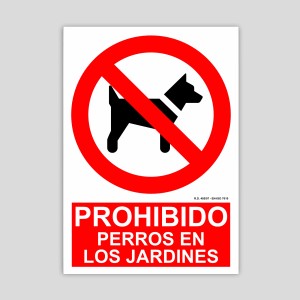 Cartell de prohibit gossos en els jardins