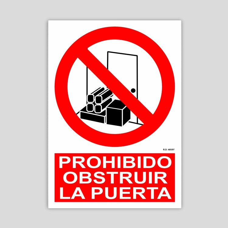 Cartel de prohibido obstruir la puerta