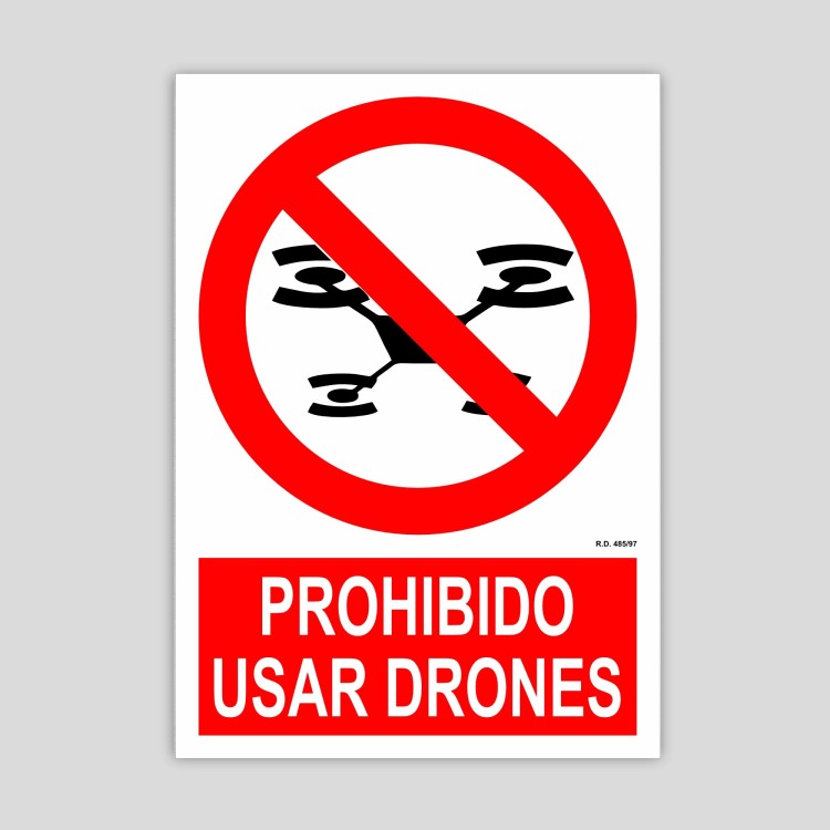 Cartel de prohibido drones