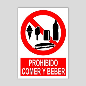 Cartel de prohibido comer y beber