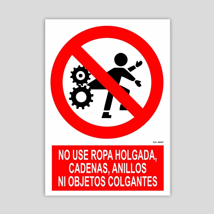 No use ropa holgada, cadenas, anillos ni objetos colgantes