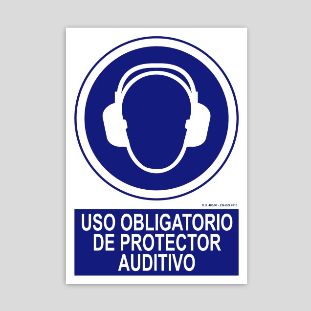 Cartel de uso obligatorio de protector auditivo (amortiguadores de ruido)