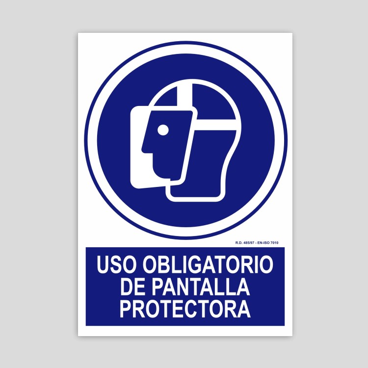 Cartel de uso obligatorio de pantalla protectora