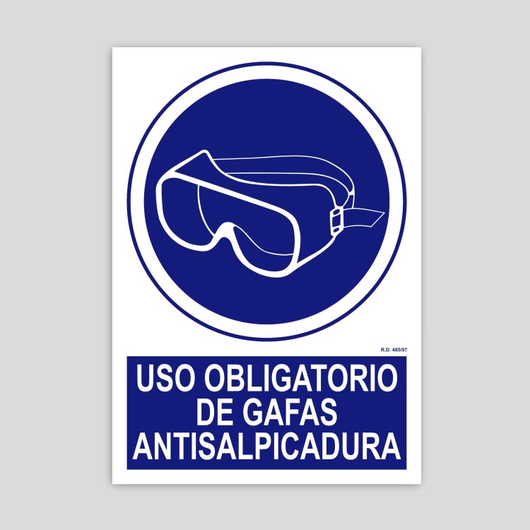 Cartell d'ús obligatori d'ulleres antiesquitxades