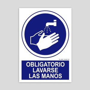 Cartel de obligación de lavarse las manos