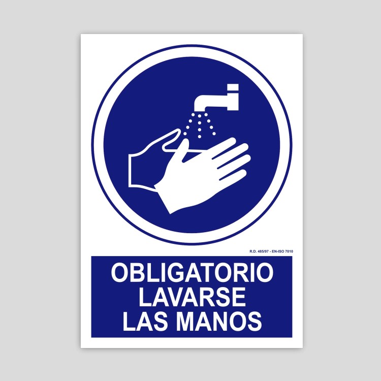 Cartel de obligación de lavarse las manos