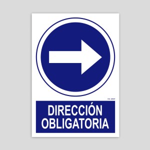 Cartel de dirección obligatoria derecha