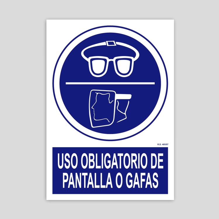 Cartel de uso obligatorio de pantallas o gafas