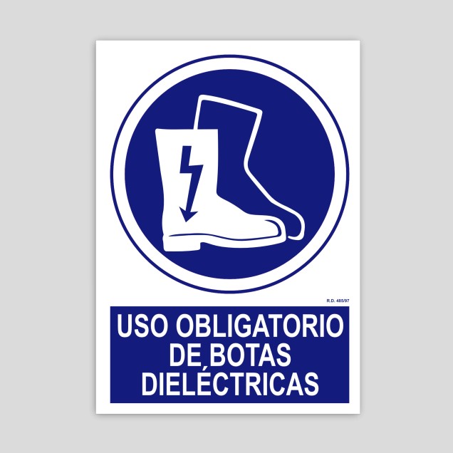 Sign for mandatory use of dielectric boots