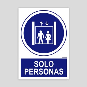 Cartel de ascensor solo para personas