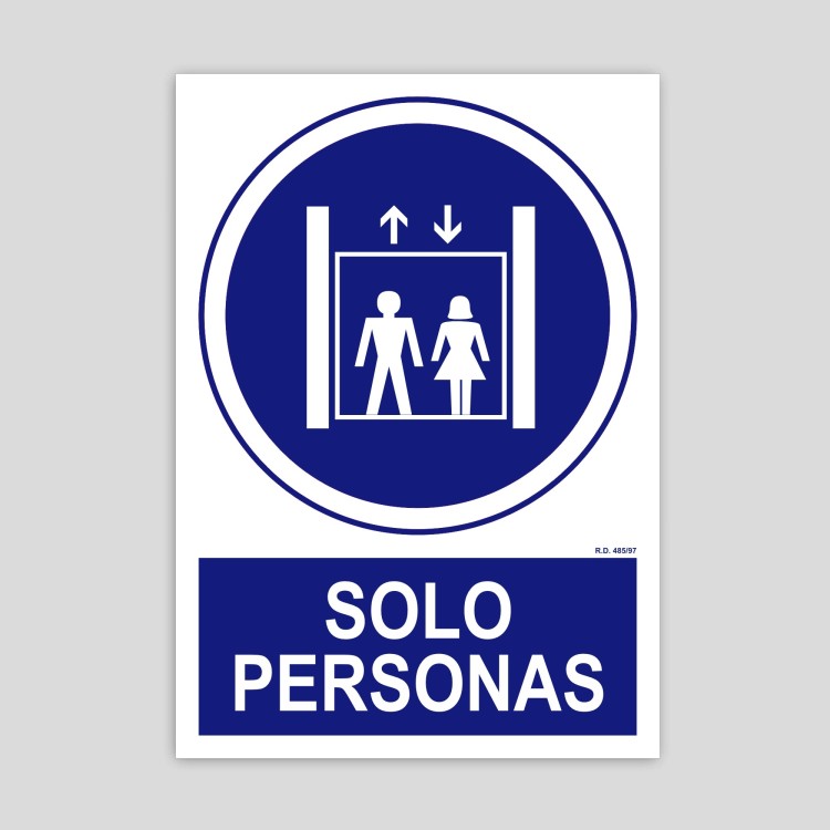 Cartel de ascensor solo para personas