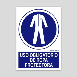 Mandatory use of protective clothing sign