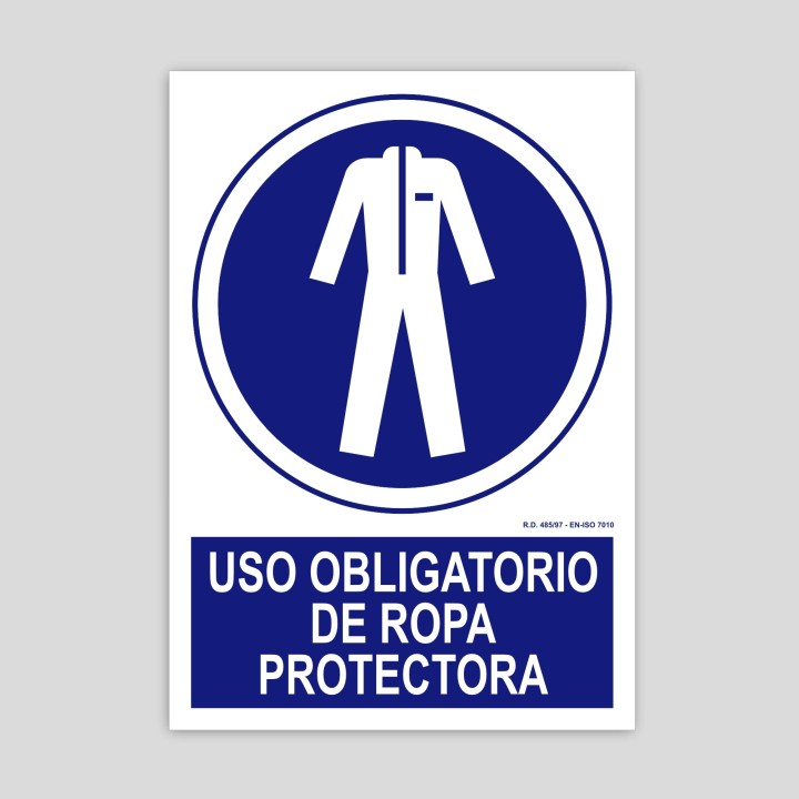 Mandatory use of protective clothing sign