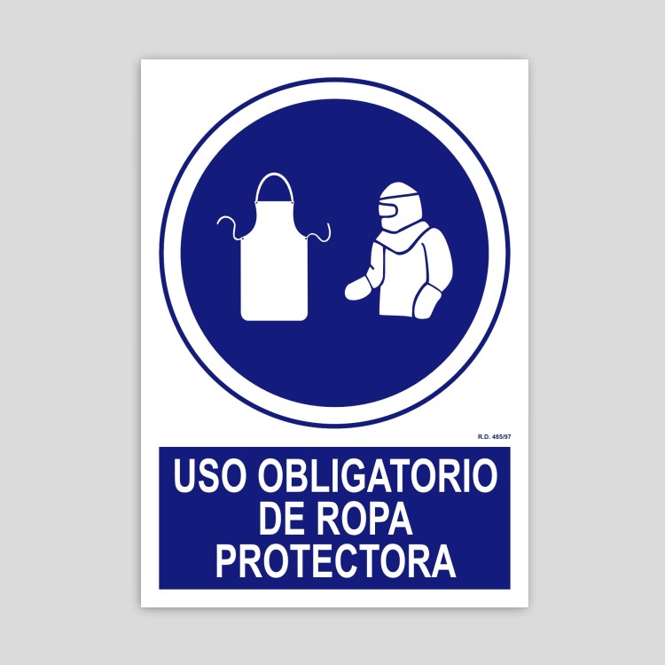 Cartel de Uso obligatorio de ropa protectora para soldadura