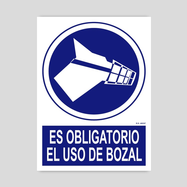 Cartel de Obligatorio el uso de bozal