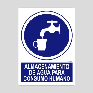 Cartel informativo de Almacenamiento de agua para consumo humano