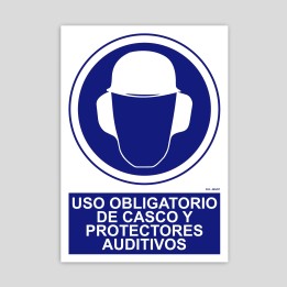 Cartell d'ús obligatori de casc i protectors auditius