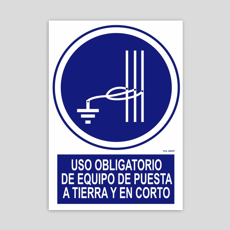 Cartell d'Ús obligatori d'equip de posada a terra i en cortcircuit