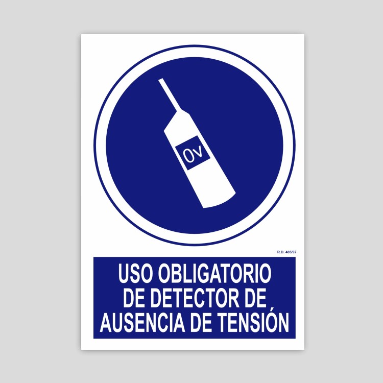 Poster for the mandatory use of the absence of voltage detector