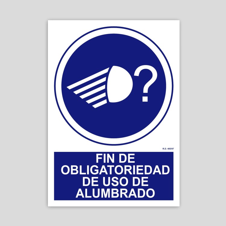 Cartel de fin de obligatoriedad de uso de alumbrado