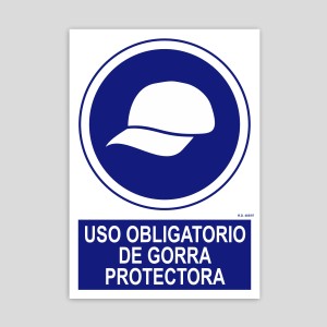 Cartel de uso obligatorio de gorra protectora