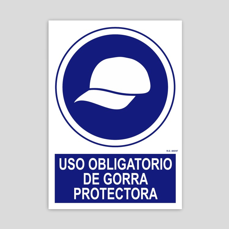 Sign requiring the use of protective caps